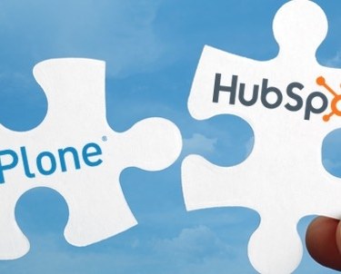 Plone and HubSpot logos on white puzzle pieces