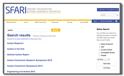 SFARI Federated Search Screenshot