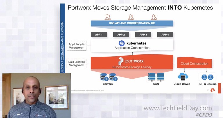 Screenshot from the presentation showing some of the ways Portworx integrates with kubernetes